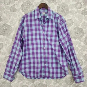 Bonobos Mens Purple‎ & Blue Checkered Long Sleeve Shirt L